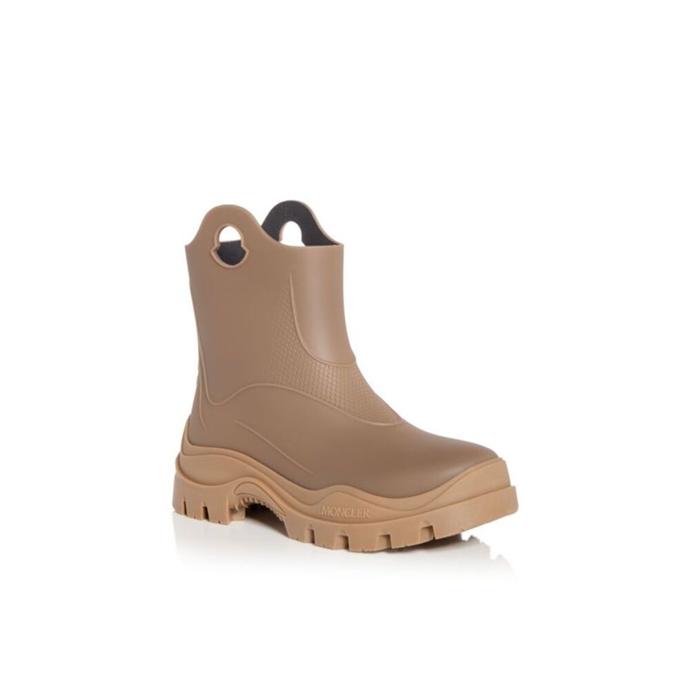 MONCLER Womens Brown Handles Waterproof Misty Round Toe Platform Rain Boots 38